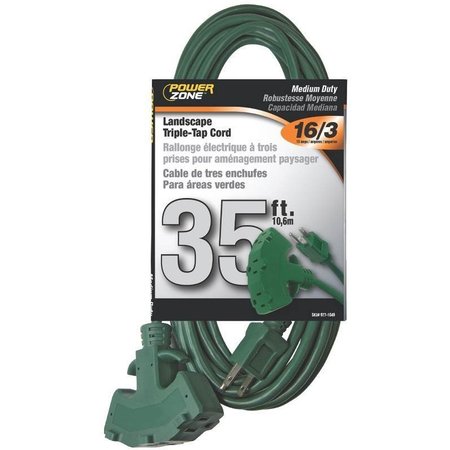 POWERZONE Cord Ext 3Tap16/3Sjtwx35Ft Grn OR605627